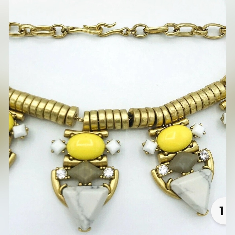 Stella And Dot Pavilion Yellow Cabochon & White Howlite Adjustable Necklace EUC - Picture 6 of 8